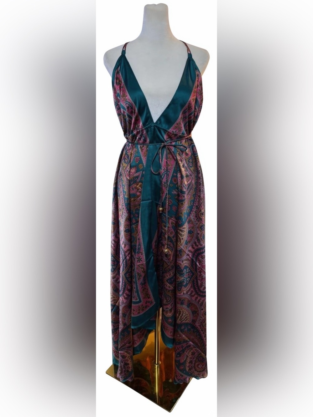 Urban Nomad- Maxi Backless Halter Handkerchief Dress- One Size Fits Most